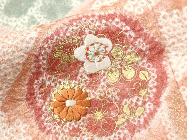 平和屋着物●創業460年・千總　訪問着　駒刺繍　絞り　立波草花文　正絹　逸品　CABE2884yc