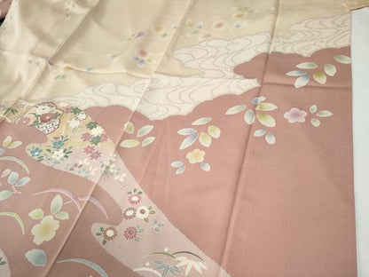 平和屋着物●訪問着　駒刺繍　吉祥草花文　金彩　正絹　逸品　CABE2886yc