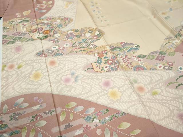 平和屋着物●訪問着　駒刺繍　吉祥草花文　金彩　正絹　逸品　CABE2886yc
