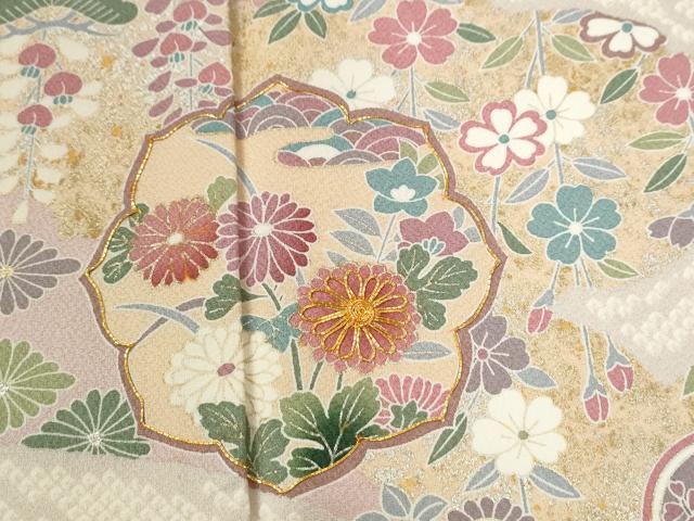 平和屋着物●訪問着　駒刺繍　吉祥草花文　金彩　正絹　逸品　CABE2886yc