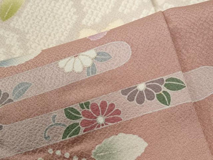 平和屋着物●訪問着　駒刺繍　吉祥草花文　金彩　正絹　逸品　CABE2886yc