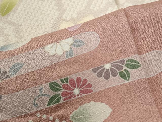 平和屋着物●訪問着　駒刺繍　吉祥草花文　金彩　正絹　逸品　CABE2886yc