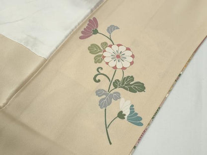 平和屋着物●訪問着　駒刺繍　吉祥草花文　金彩　正絹　逸品　CABE2886yc