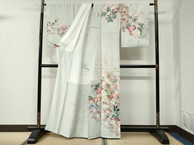 平和屋着物●訪問着　友禅　作家物　牡丹花文　正絹　逸品　CABE2887yc