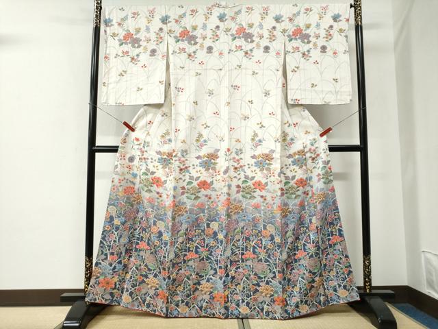 平和屋着物●訪問着　牡丹草花文　暈し染め　金彩　正絹　逸品　CABE2888yc 平和屋着物○訪問着 牡丹草花文 暈し染め 金彩 正絹 逸品 CABE2888yc