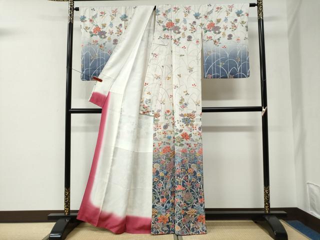 平和屋着物○訪問着 牡丹草花文 暈し染め 金彩 正絹 逸品 CABE2888yc