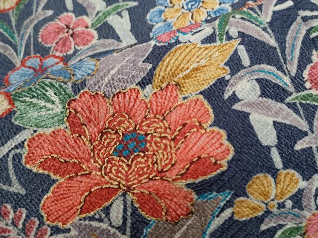 平和屋着物●訪問着　牡丹草花文　暈し染め　金彩　正絹　逸品　CABE2888yc 平和屋着物○訪問着 牡丹草花文 暈し染め 金彩 正絹 逸品 CABE2888yc