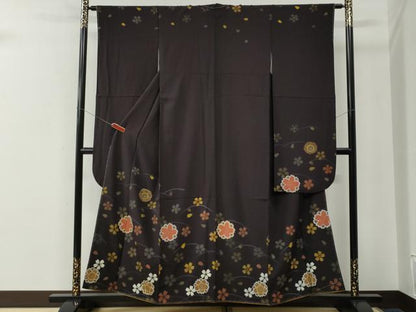 平和屋着物●豪華振袖　芝草舞桜文　金彩　正絹　逸品　未使用　CABE2891yc