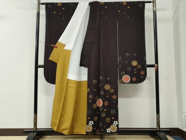 平和屋着物●豪華振袖　芝草舞桜文　金彩　正絹　逸品　未使用　CABE2891yc