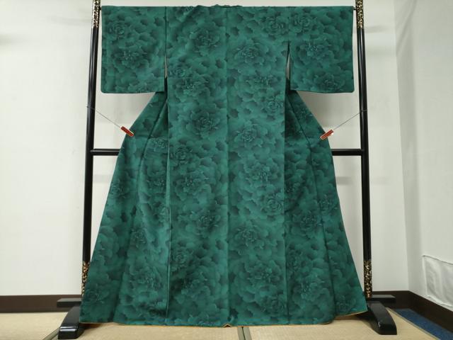 平和屋着物●小紋　胴抜き仕立て　牡丹　洗える着物　CABE2894yc