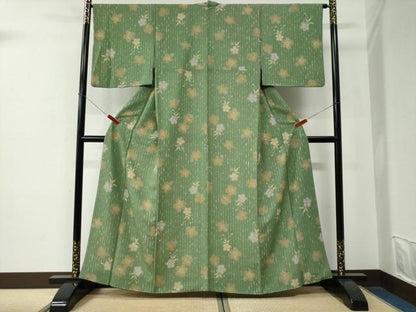平和屋着物●小紋　撫子　舞花文　洗える着物　CABE2895yc