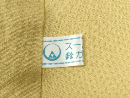 平和屋着物●上質な色無地　紋意匠　淡黄色　鈴乃屋扱い　正絹　逸品　CABE2899yc