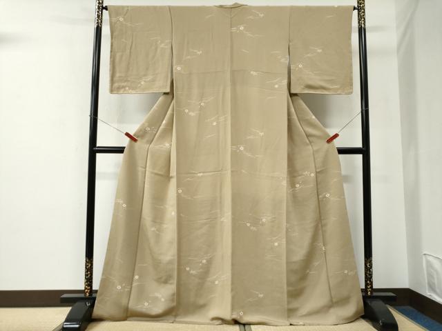 平和屋着物●上質な小紋　溢れ松　梅　笹　鬼しぼ縮緬　正絹　逸品　CABE2900yc