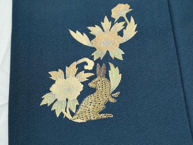 平和屋着物●訪問着　竹屋町刺繍　花兎　金彩　正絹　逸品　CABE2901yc