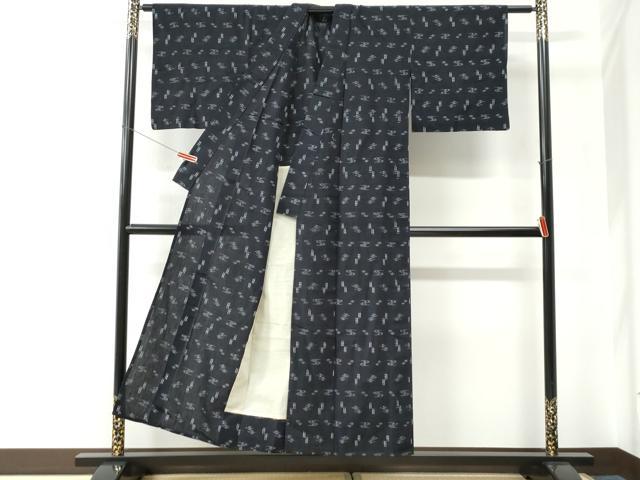 平和屋着物●久留米絣　単衣　琉球絣文様　綿　逸品　CABE2902yc