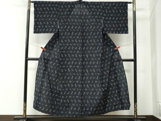 平和屋着物●久留米絣　単衣　琉球絣文様　綿　逸品　CABE2902yc