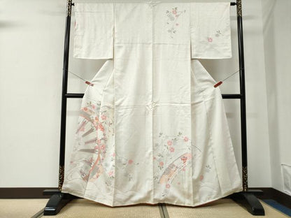 平和屋着物●訪問着　源氏車吉祥牡丹花文　正絹　逸品　CABE2903yc