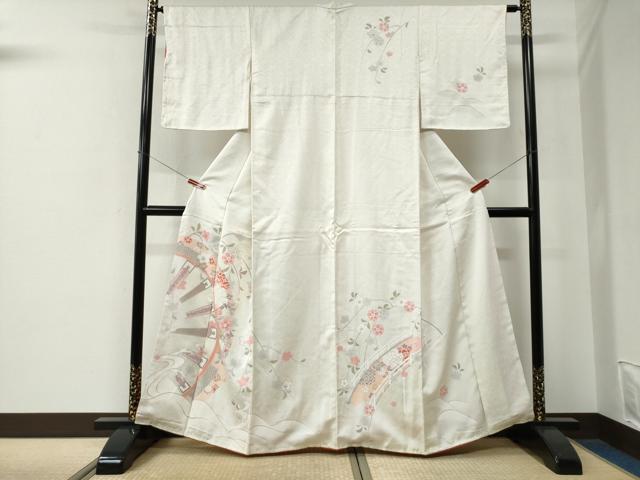 平和屋着物●訪問着　源氏車吉祥牡丹花文　正絹　逸品　CABE2903yc