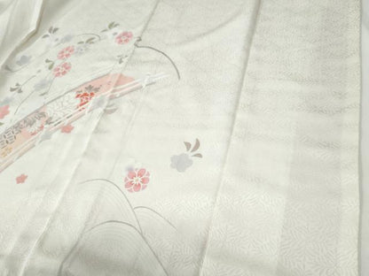 平和屋着物●訪問着　源氏車吉祥牡丹花文　正絹　逸品　CABE2903yc