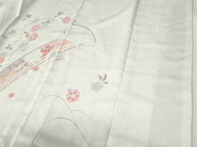 平和屋着物●訪問着　源氏車吉祥牡丹花文　正絹　逸品　CABE2903yc