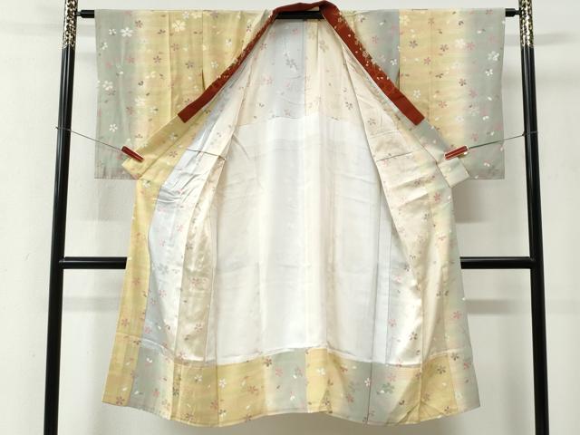 平和屋着物●長襦袢　無双仕立て　舞桜文　暈し染め　金彩　半衿刺繍　正絹　逸品　未使用　CABE2905yc 平和屋着物○長襦袢 無双仕立て 舞桜文 暈し染め 金彩 半衿