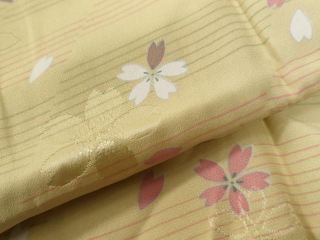 平和屋着物●長襦袢　無双仕立て　舞桜文　暈し染め　金彩　半衿刺繍　正絹　逸品　未使用　CABE2905yc