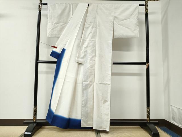 平和屋着物●本場大島紬　白大島　変わり格子　正絹　逸品　CABE2906yc