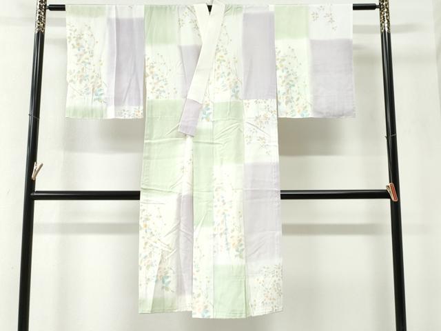 平和屋着物●長襦袢　無双仕立て　変わり市松枝花文　暈し染め　やまと誂製　正絹　逸品　未使用　CABE2913yc