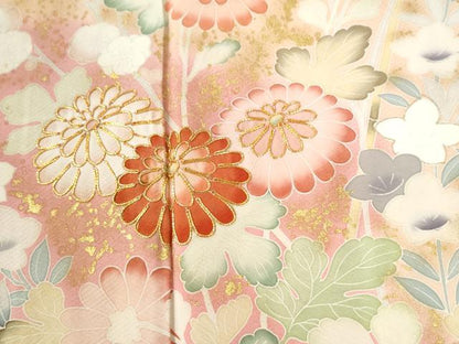平和屋着物●訪問着　駒刺繍　菊花文　暈し染め　金彩　正絹　逸品　CABE2914yc