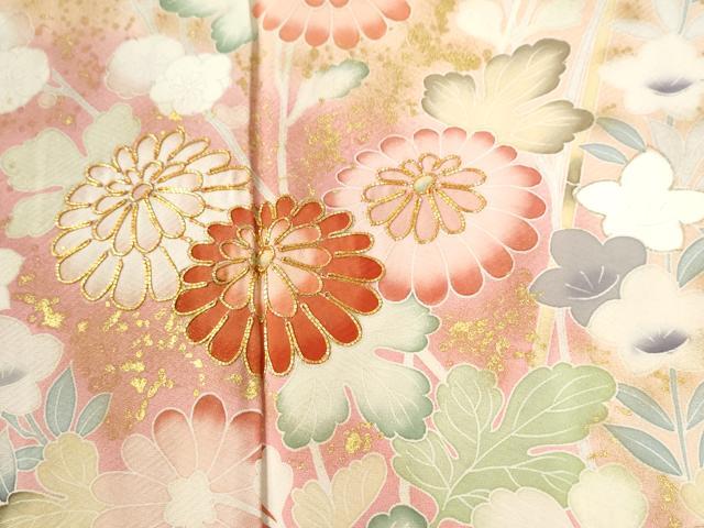 平和屋着物●訪問着　駒刺繍　菊花文　暈し染め　金彩　正絹　逸品　CABE2914yc
