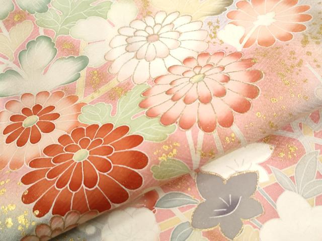 平和屋着物●訪問着　駒刺繍　菊花文　暈し染め　金彩　正絹　逸品　CABE2914yc