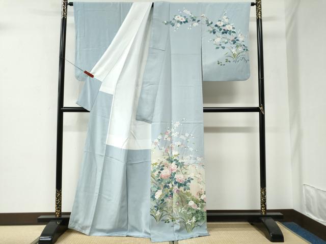 平和屋着物●訪問着　友禅　作家物　立波牡丹花文　暈し染め　正絹　逸品　CABE2915yc