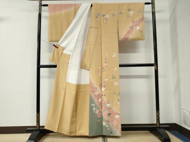 平和屋着物●訪問着　芝草枝花文　暈し染め　金彩　正絹　逸品　CABE2919yc