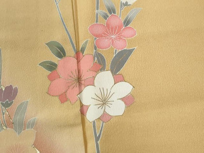 平和屋着物●訪問着　芝草枝花文　暈し染め　金彩　正絹　逸品　CABE2919yc