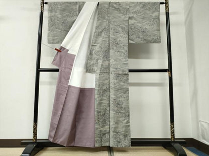 平和屋着物●都喜ヱ門　本場大島紬　7マルキ　総絣　樹林風景文　藤絹織物謹製　正絹　逸品　CABE2920yc