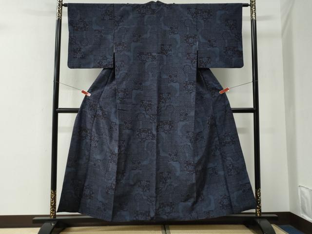 平和屋着物●結城紬　160亀甲　色紙重ね吉祥花唐草文　正絹　逸品　CABE2924yc
