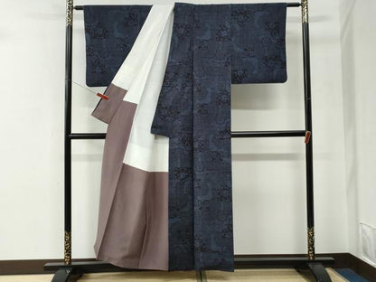 平和屋着物●結城紬　160亀甲　色紙重ね吉祥花唐草文　正絹　逸品　CABE2924yc