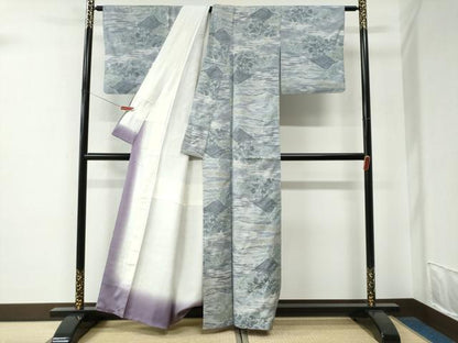 平和屋着物●都喜ヱ門　本場大島紬　白大島　7マルキ　総絣　遠山霞草木文　藤絹織物謹製　正絹　逸品　CABE2925yc