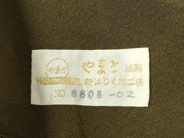 平和屋着物●上質な色無地　鶯茶色　やまと金ラベル　正絹　逸品　CABE2926yc