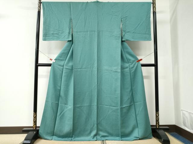 平和屋着物●上質な色無地　舞葉地紋　青磁色　正絹　逸品　未使用　CABE2927yc