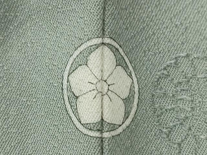 平和屋着物●上質な色無地　紗綾形菊地紋　柳鼠色　正絹　逸品　CABE2928yc
