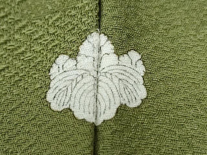 平和屋着物●上質な色無地　エ霞吉祥花唐草地紋　根岸色　正絹　逸品　CABE2932yc