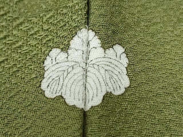 平和屋着物●上質な色無地　エ霞吉祥花唐草地紋　根岸色　正絹　逸品　CABE2932yc