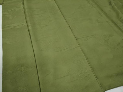 平和屋着物●上質な色無地　エ霞吉祥花唐草地紋　根岸色　正絹　逸品　CABE2932yc