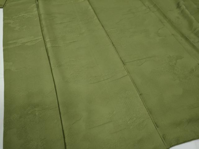 平和屋着物●上質な色無地　エ霞吉祥花唐草地紋　根岸色　正絹　逸品　CABE2932yc