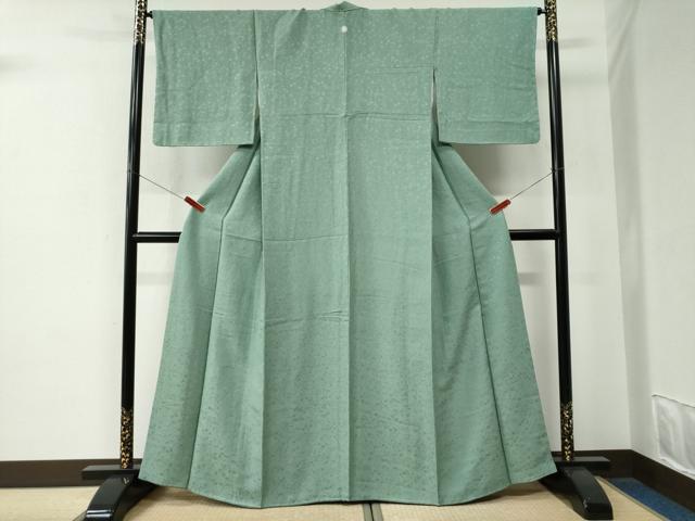 平和屋着物●上質な色無地　吉祥草花地紋　薄青色　正絹　逸品　未使用　CABE2934yc