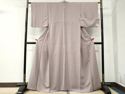平和屋着物●上質な色無地　寿光織　紅藤色　反端付き　正絹　逸品　CABE2935yc