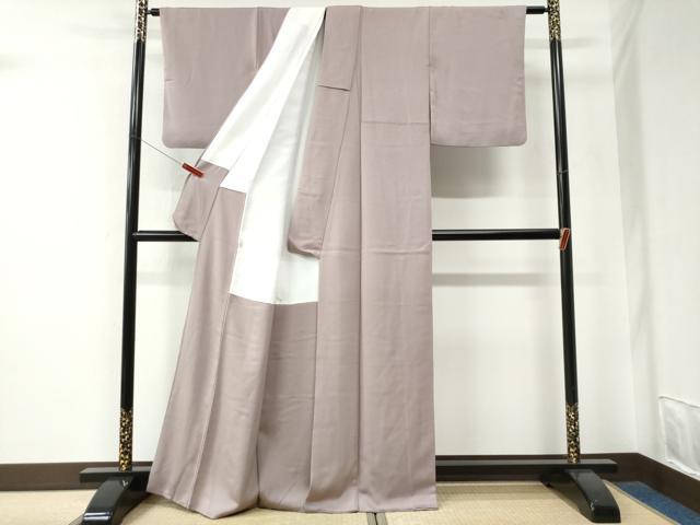 平和屋着物●上質な色無地　寿光織　紅藤色　反端付き　正絹　逸品　CABE2935yc