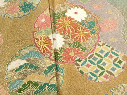 平和屋着物●訪問着　作家物　駒刺繍　竜田川雪輪吉祥花唐草文　金彩　正絹　逸品　CABE2937yc