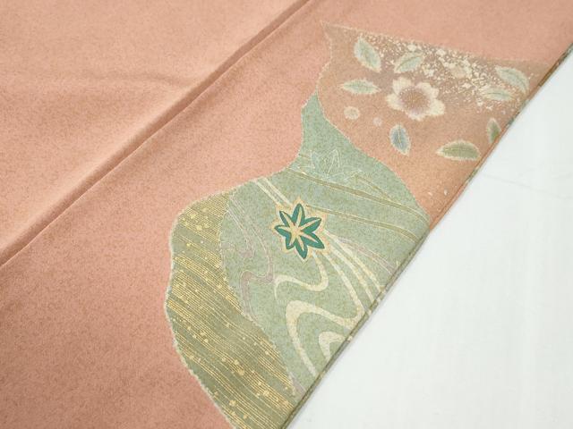 平和屋着物●訪問着　作家物　駒刺繍　竜田川雪輪吉祥花唐草文　金彩　正絹　逸品　CABE2937yc